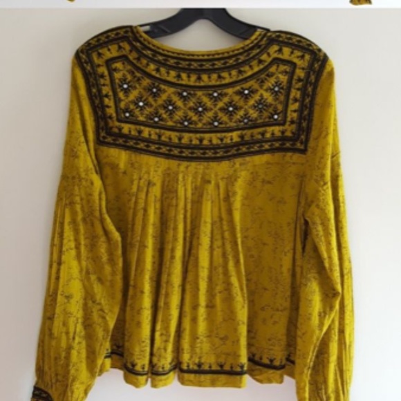Free People Twilight Embellished Cotton Jacket yellow mustard color Size XS - Picture 5 of 14